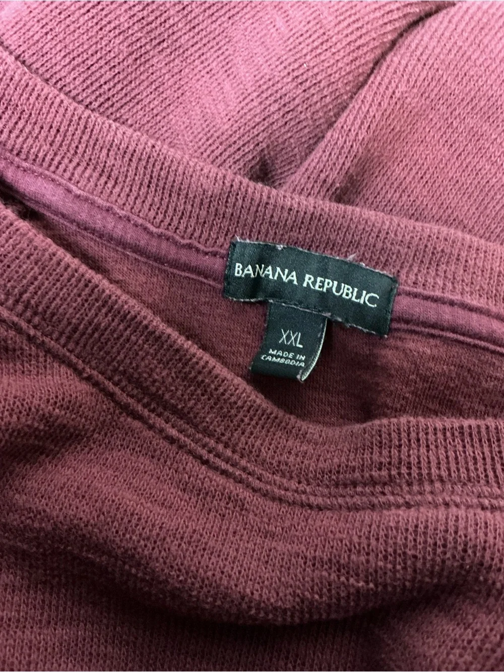 Banana Republic Men’s XXL Double Knit Crewneck Long Sleeve Shirt Burgundy